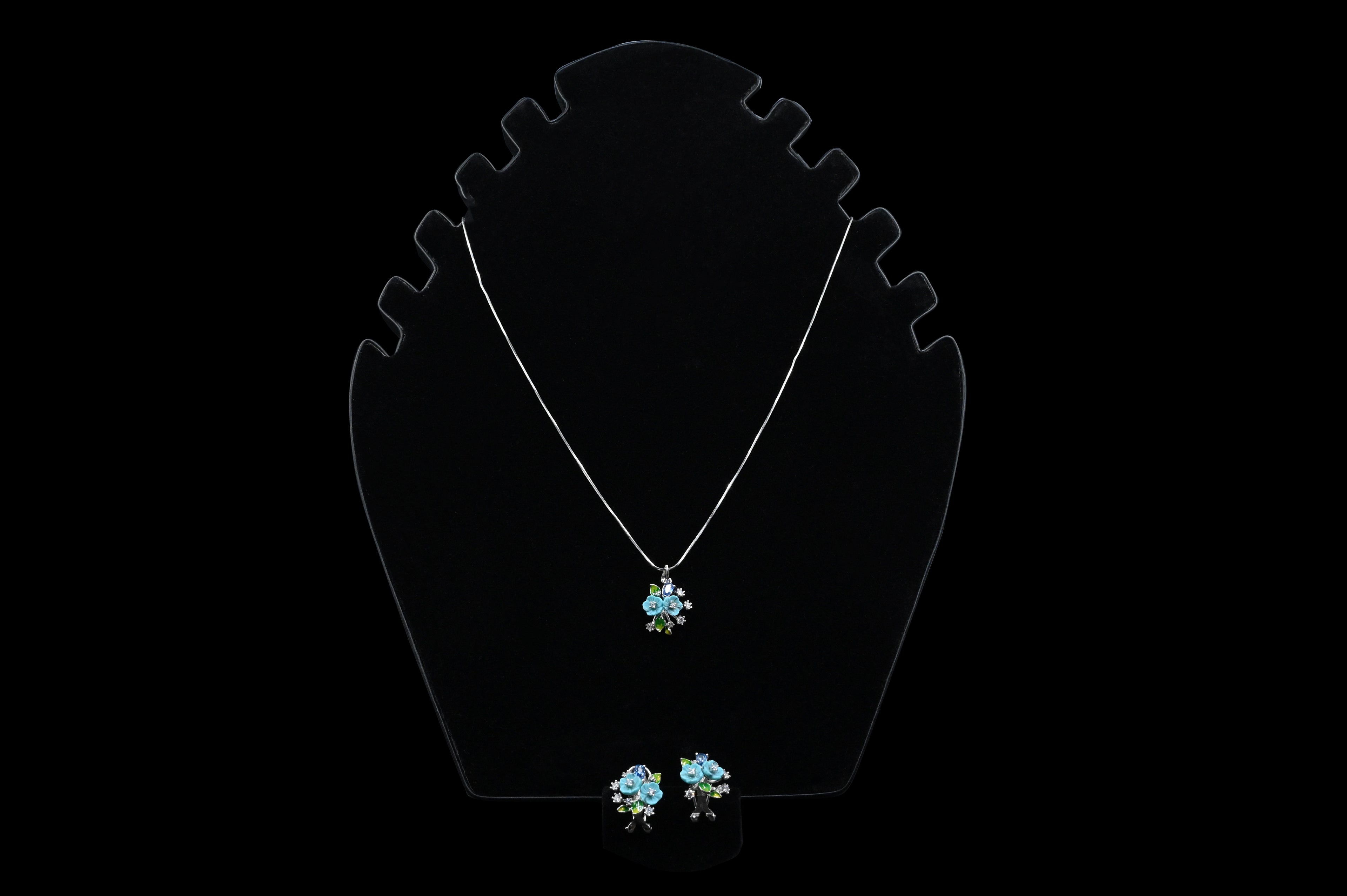 925 Sterling Silver flower Pendant Earring Handcrafted Jewellery Set