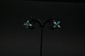 925 Silver Flower Stud with Turquoise and freshwater pearl