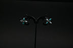 925 Silver Flower Stud with Turquoise and freshwater pearl