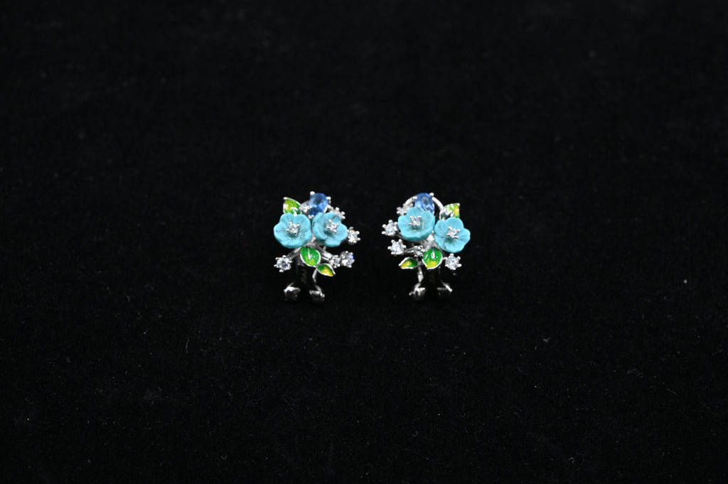 925 Sterling Silver flower Pendant Earring Handcrafted Jewellery Set