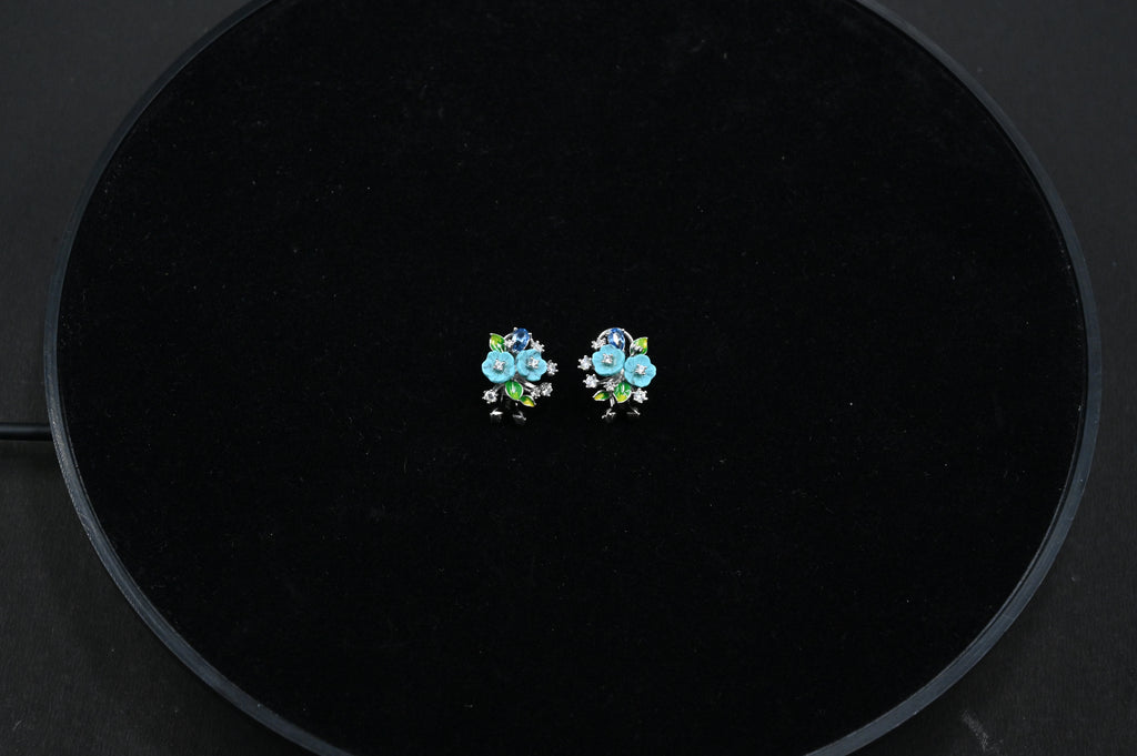 925 Sterling Silver flower Pendant Earring Handcrafted Jewellery Set