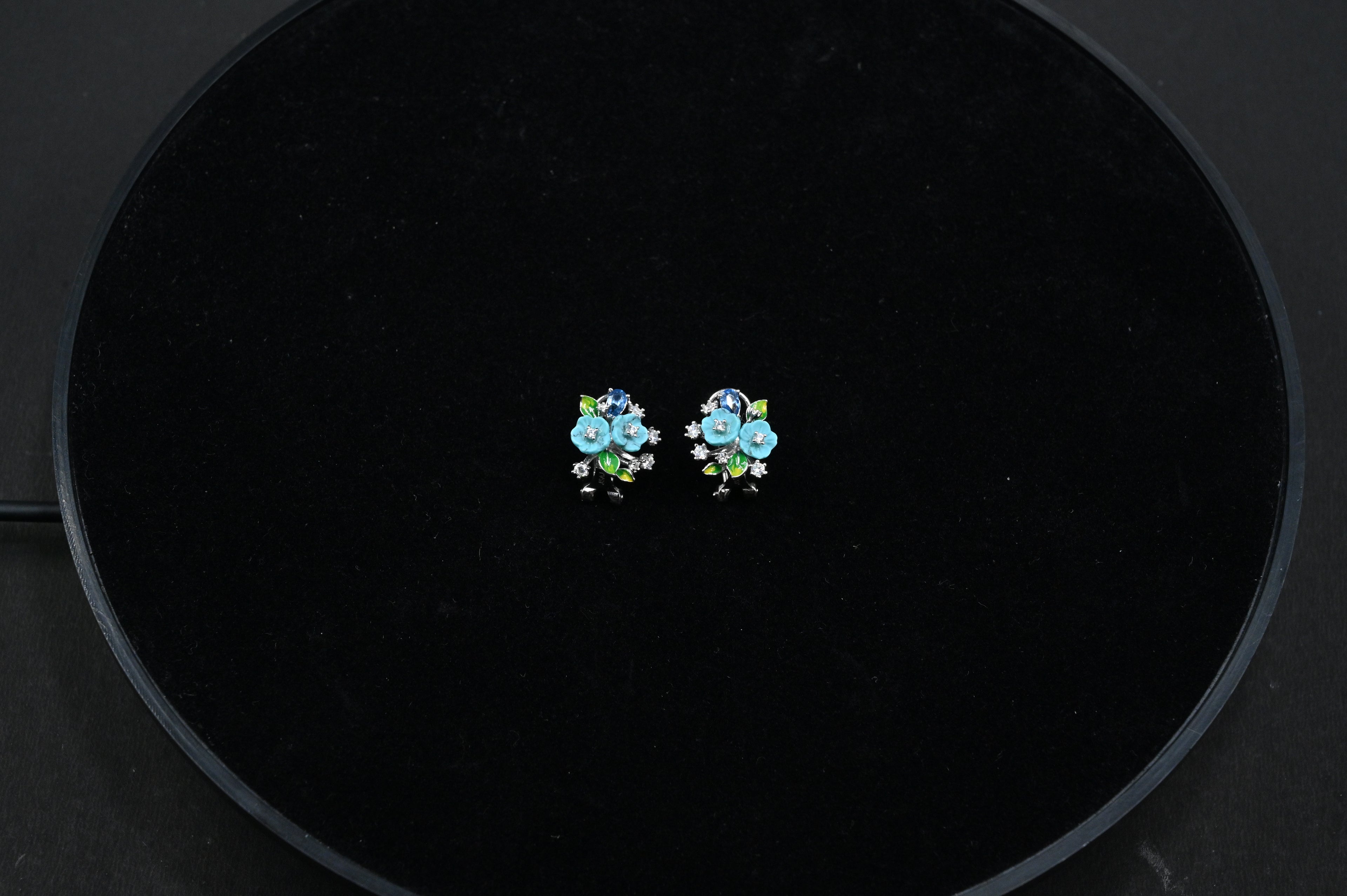 925 Sterling Silver flower Pendant Earring Handcrafted Jewellery Set