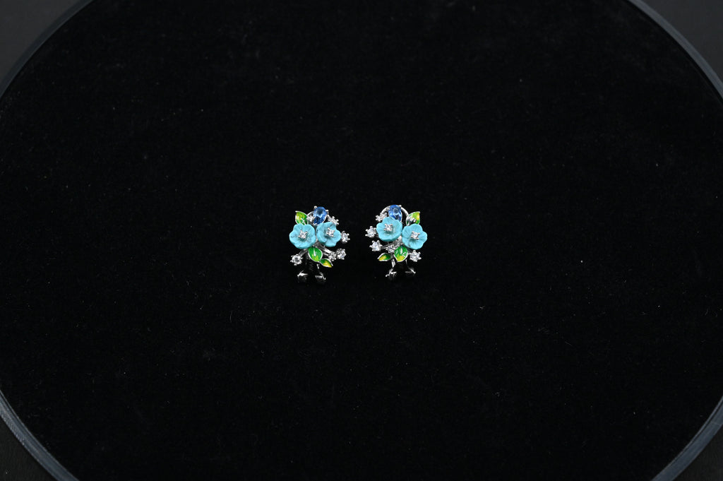 925 Sterling Silver flower Pendant Earring Handcrafted Jewellery Set