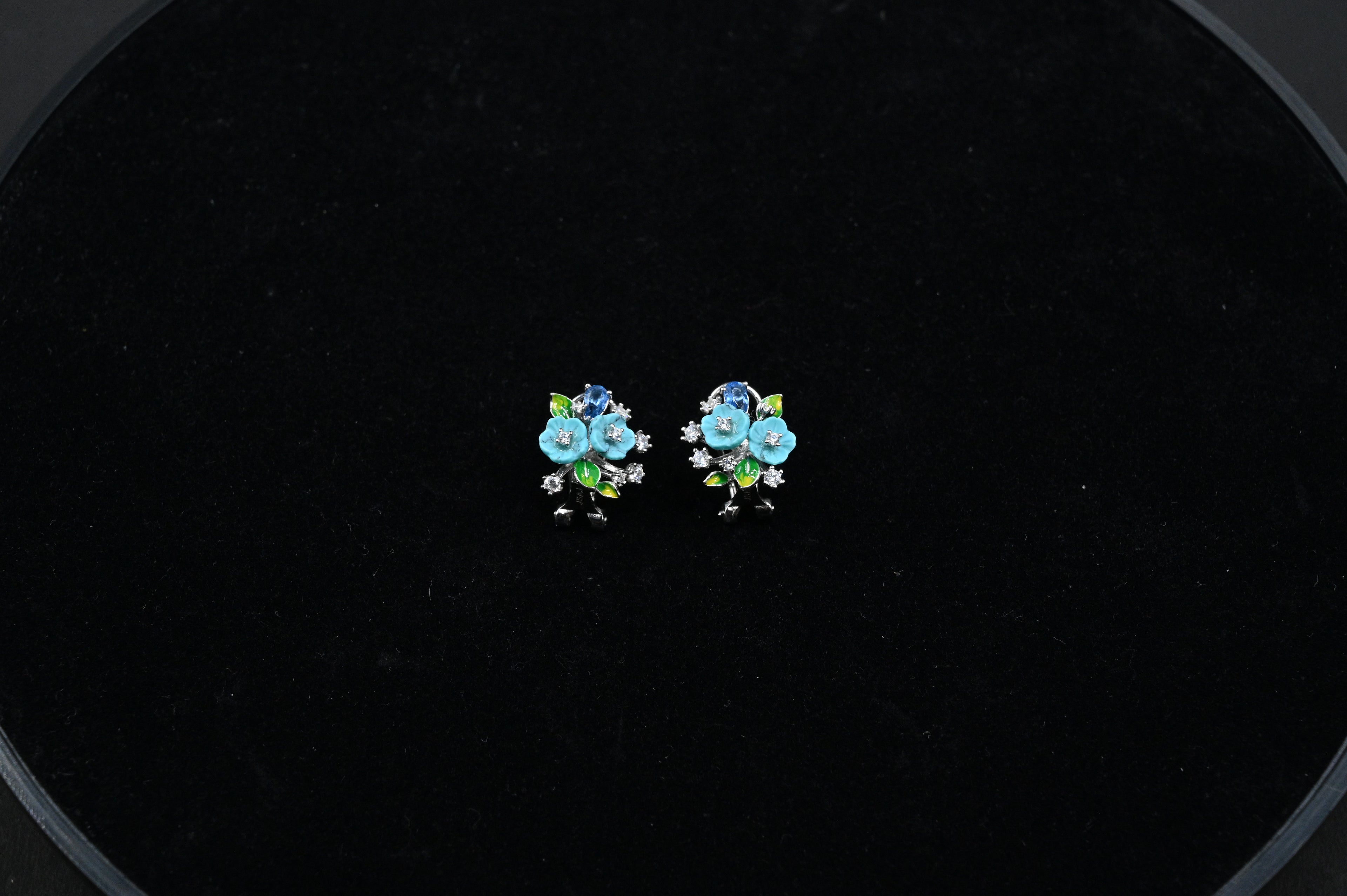 925 Sterling Silver flower Pendant Earring Handcrafted Jewellery Set