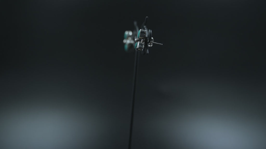 925 Silver Flower Stud with Turquoise and freshwater pearl